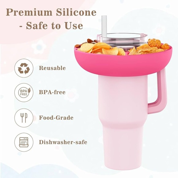Silicon Snack Tray for Stanley 40 oz with handle PINK NWT - Picture 8 of 8